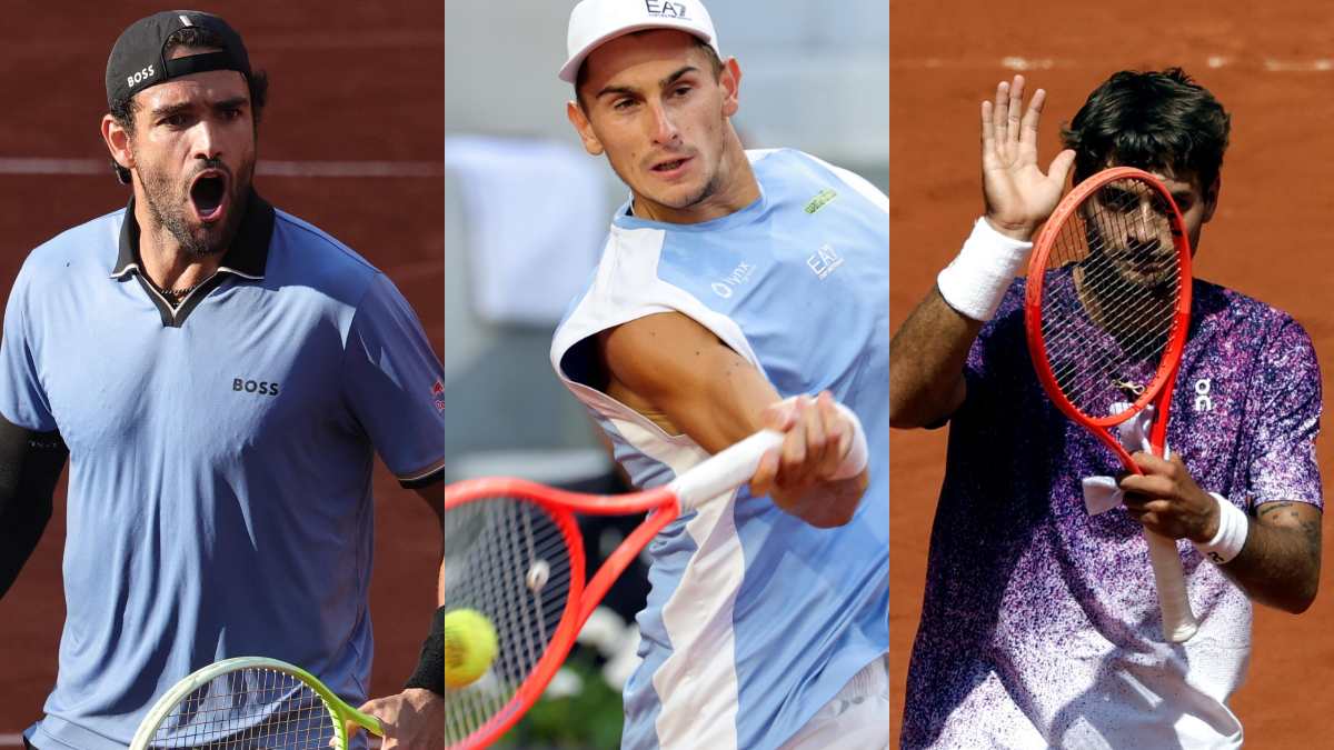 Matteo Berrettini, Matteo Arnaldi e Flavio Cobolli al Roland Garros