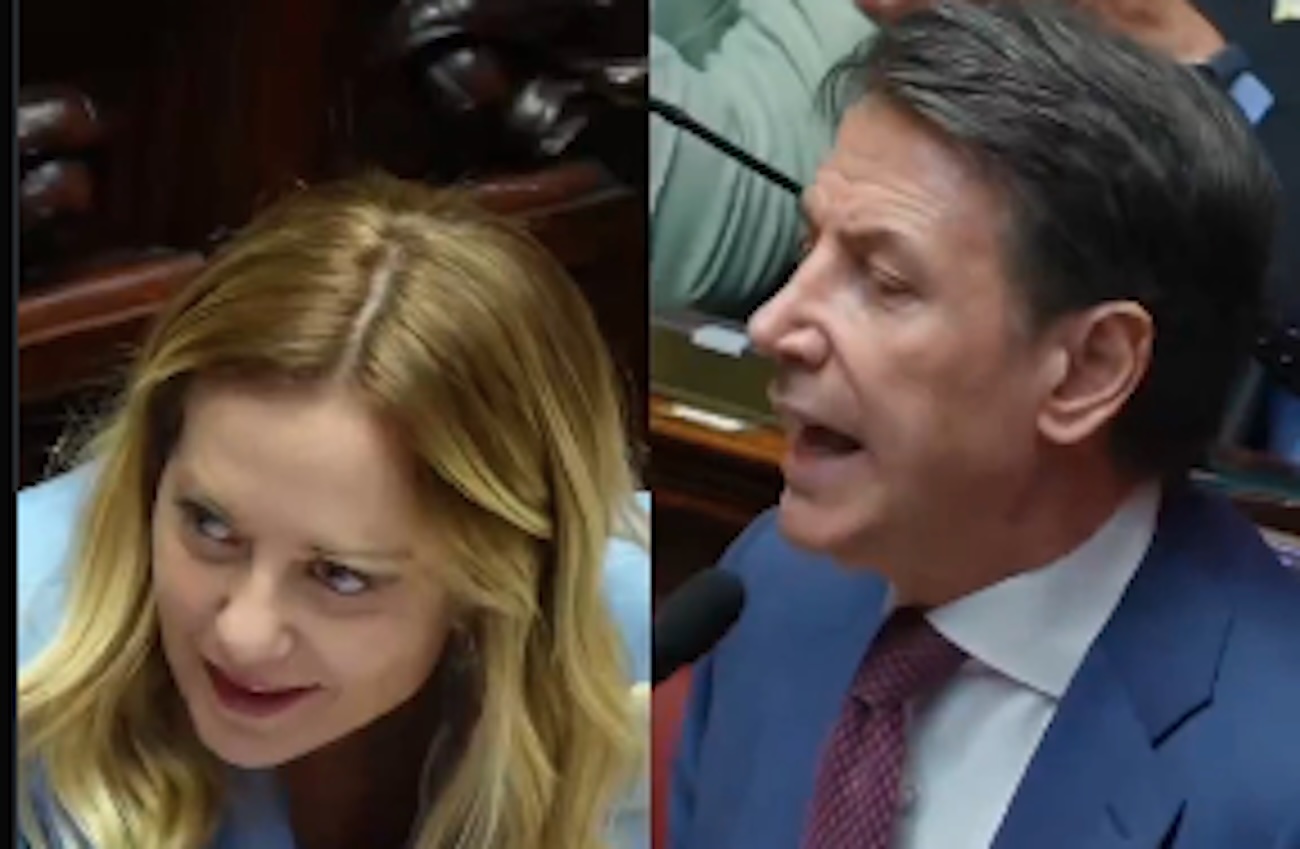 Meloni e Conte, video montato fake
