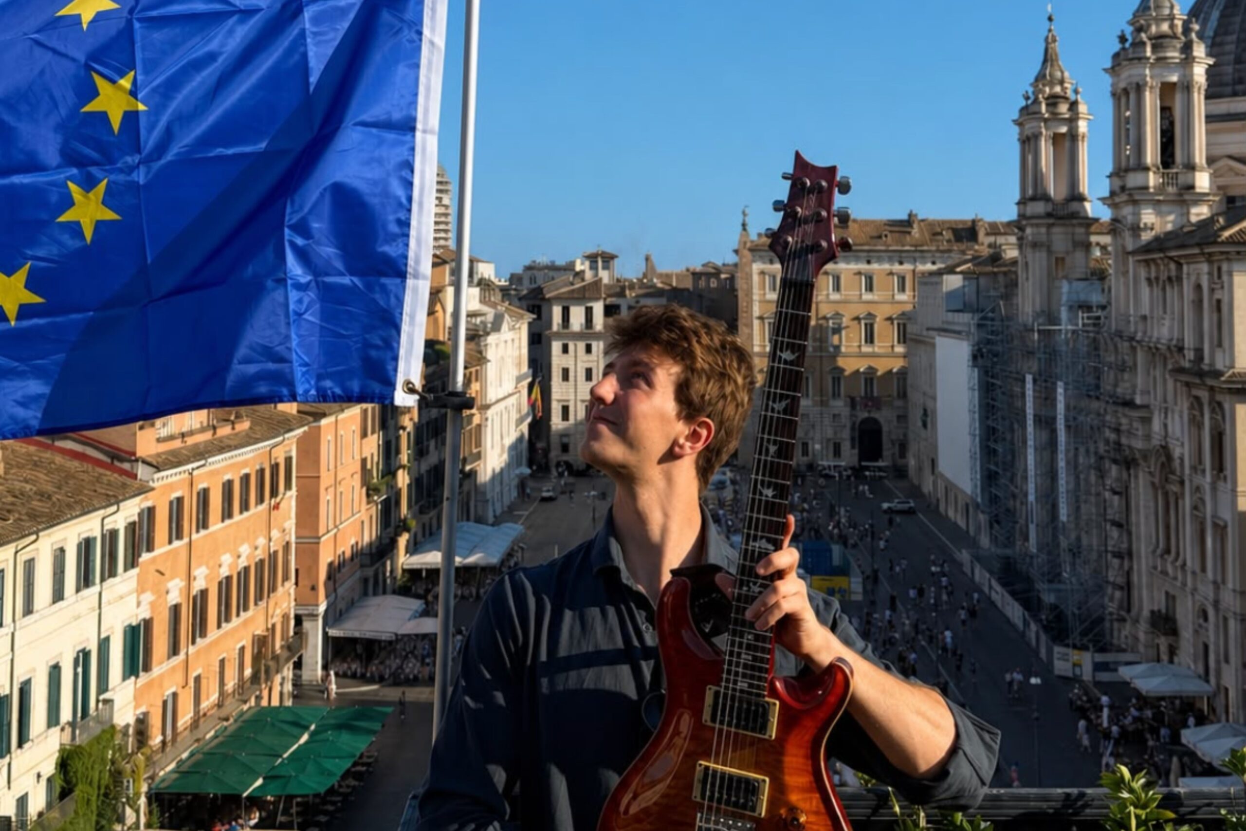 Jacopo Mastrangelo suona per l'ultima volta dal suo balcone in Piazza Navona