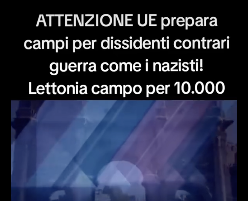 Screenshot del video Telegram con la didascalia sui campi per dissidenti in Lettonia