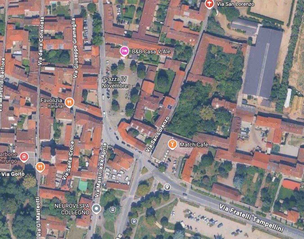 Il luogo in cui è avvenuta l'aggressione all'angolo tra via San Lorenzo e piazza IV novembre di Collegno