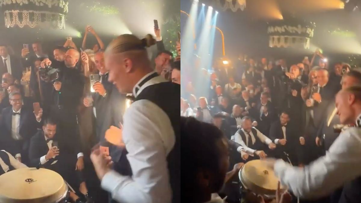Halland fa la viking row al matrimonio di Donnarumma