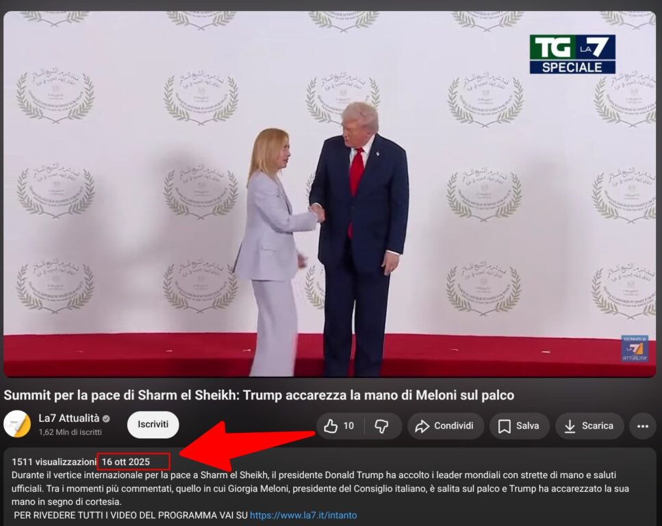Trump e Giorgia Meloni sul palco del Summit per la pace di Sharm el-Sheikh, ottobre 2025