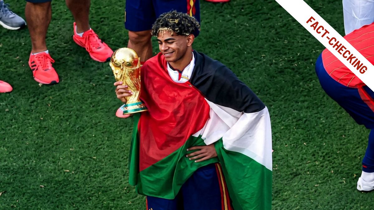 Immagine collegata al feed originale: Yamal con la bandiera palestinese e la coppa del Mondo? La foto è stata creata con l’AI