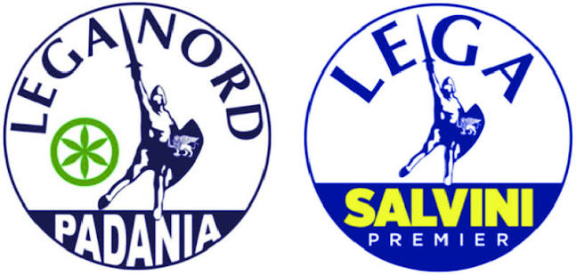 evoluzione del logo della lega da lega nord a lega per salvini premier
