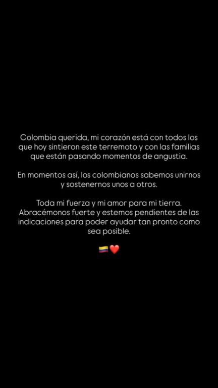 Il messaggio di Shakira alla sua Colombia dopo il terremoto