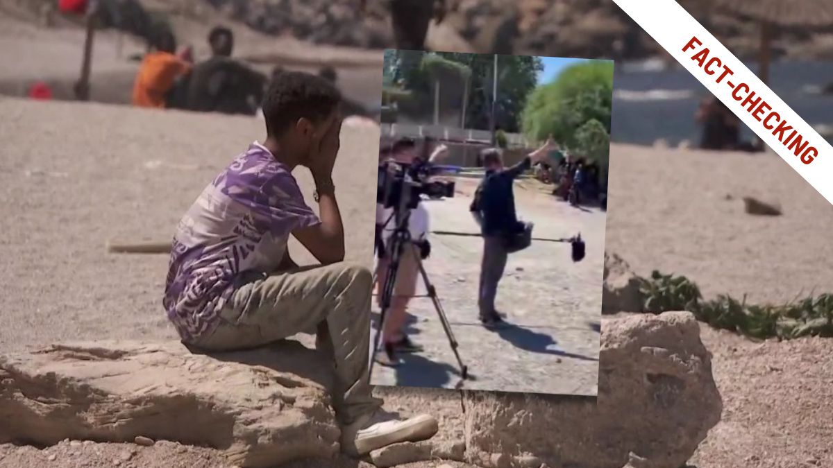 Una troupe televisiva belga riprende un minorenne marocchino in spiaggia a Ceuta, mentre un video circolato su social accusa manipolazione