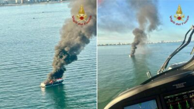 yacht jesolo in fiamme