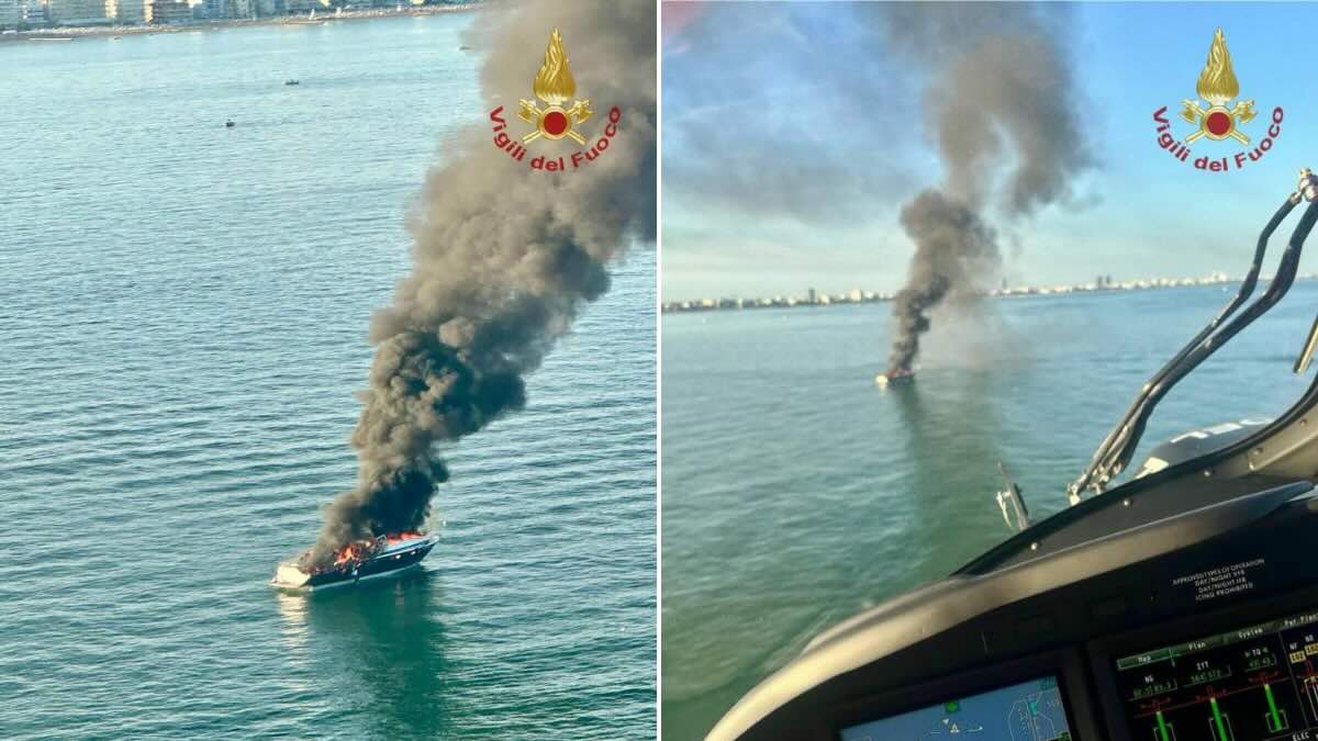 yacht jesolo in fiamme