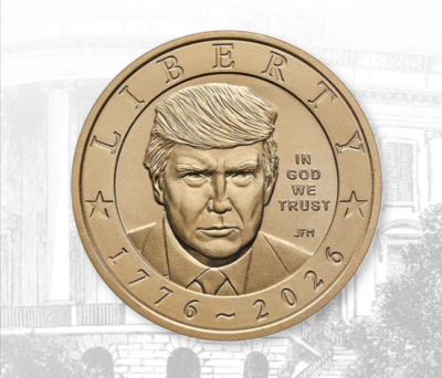 La moneta da 1 dollaro con il volto di Donald Trump pubblicata sul sito dalla Zecca Usa