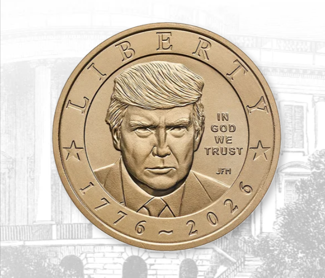 La moneta da 1 dollaro con il volto di Donald Trump pubblicata sul sito dalla Zecca Usa