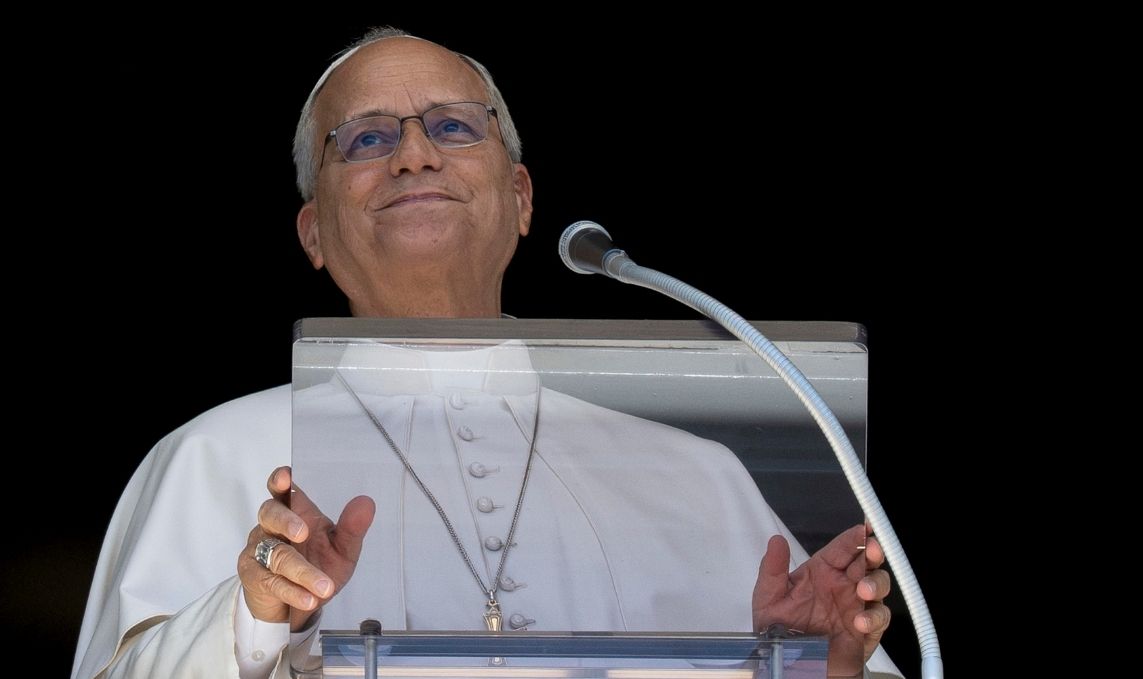 Papa Leone IV durante il discorso per l'11 settembre