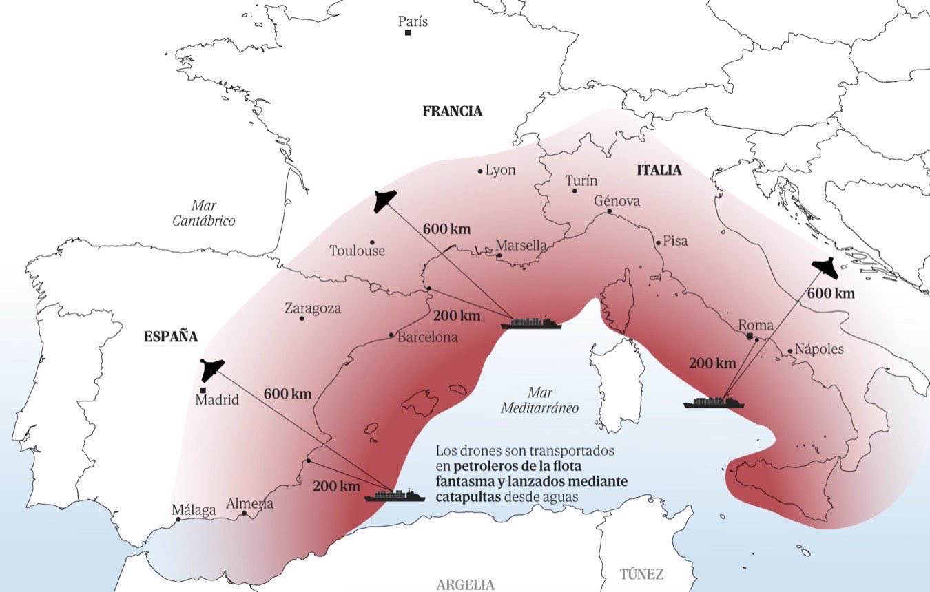 Come fanno i droni russi a colpire Italia, Francia e Spagna