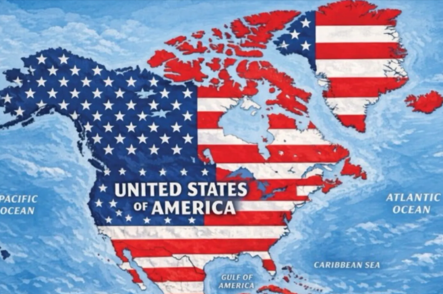 La mappa del Nord America pubblicata da Trump su Truth Social