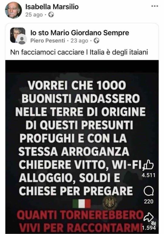 Uno dei post sui social della professoressa Isabella Marsiglio accoltellata a Roma da un suo studente 13enne