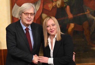 Vittorio Sgarbi con Giorgia Meloni