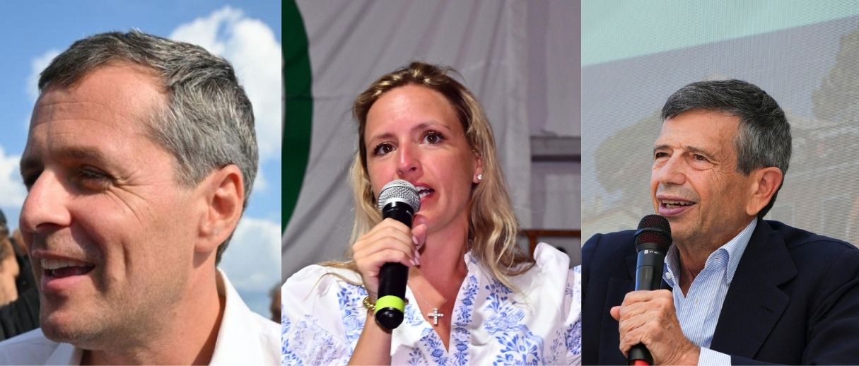 Matteo Perego, sottosegretario alla Difesa, l'europarlamentare Silvia Sardone e il leader di Noi Moderati Maurizio Lupi