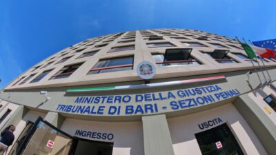 L'esterno dell tribunale di Bari, 8 aprile 2024.