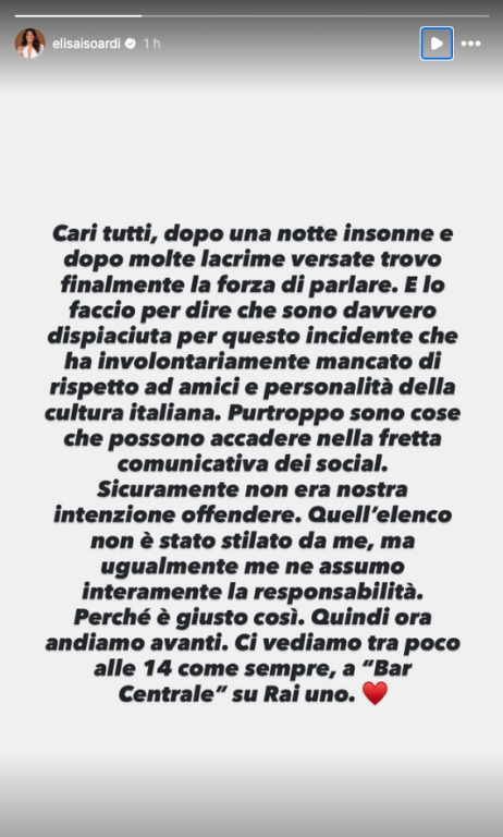 totomorto elisa isoardi scuse