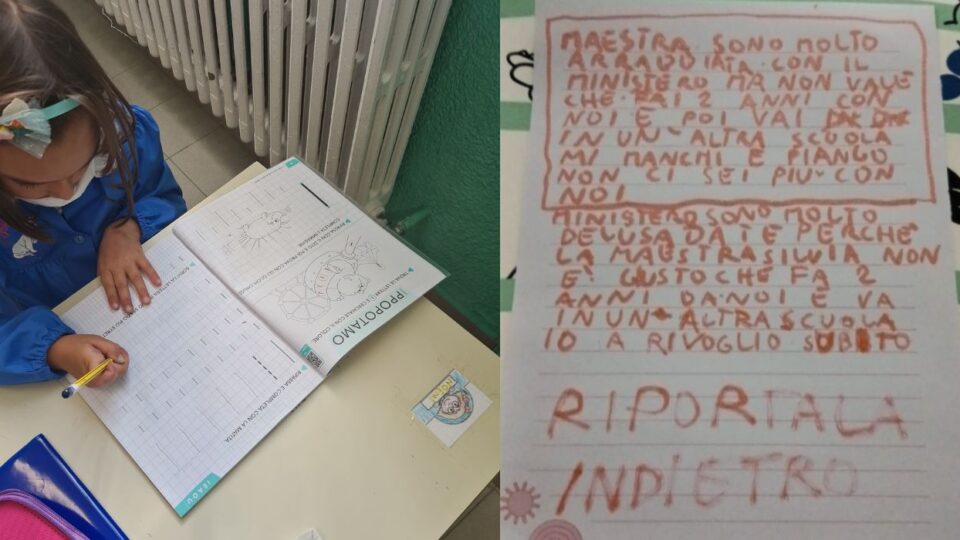 scuola biglietto bambina maestra precaria