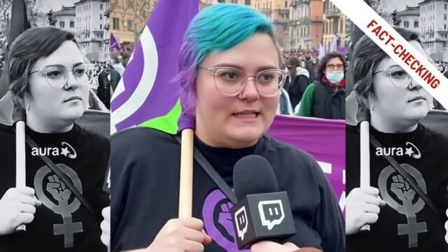 Il video della femminista, della parità dei sessi nel mondo del lavoro e dei minatori è fatto con l’AI