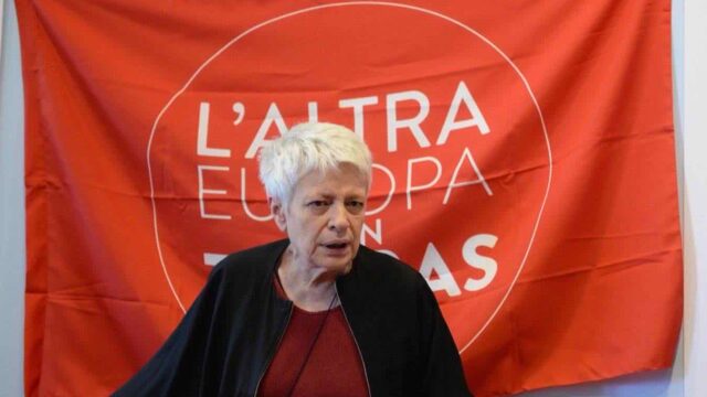 La capolista del movimento 'L'altra Europa con Tsipras' Barbara Spinelli, durante la conferenza stampa per commentare il risultato del voto per l'elezione dei rappresentanti italiani al parlamento europeo a Roma, 26 maggio 2014. ANSA / MAURIZIO BRAMBATTI