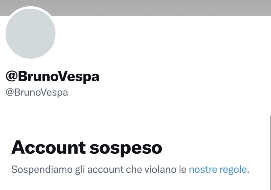 L'account X di Bruno Vespa sospeso