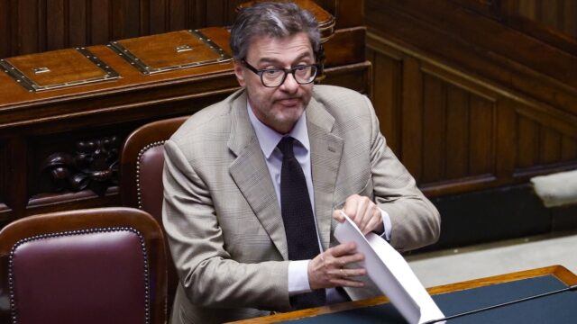 Italian Economy Minister Giancarlo Giorgetti during a question time at the Chamber of Deputies, Rome, Italy 4 June 2026. ANSA/FABIO FRUSTACI