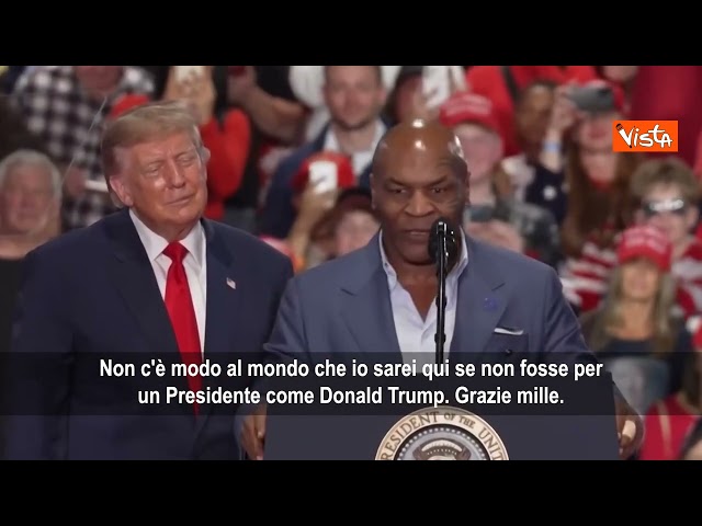 Mike Tyson raggiunge Trump sul palco a New York: Il mio Presidente – Il video