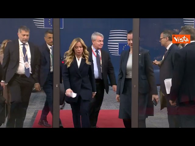 Consiglio Ue, Giorgia Meloni arriva a Bruxelles per il vertice – Il video