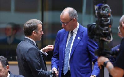 Il primo ministro tedesco Merz e il presidente francese Emmanuel Macron