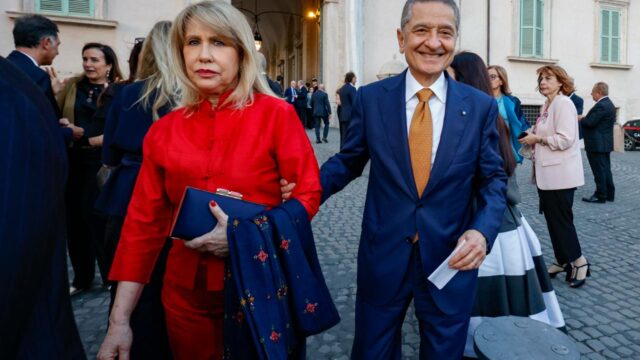 (il governatore della Banca di Italia Fabio Panetta con la moglie Cinzia Crescimanno
