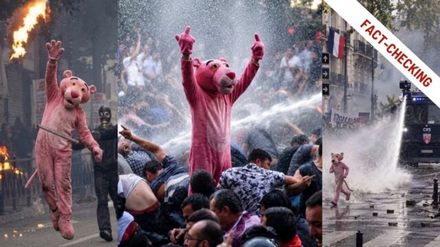 La pantera rosa alle proteste di Parigi? Foto false fatte con l’IA