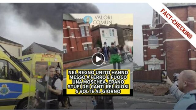 Non è vero che alcuni britannici abbiano bruciato una moschea perché stufi dei canti religiosi